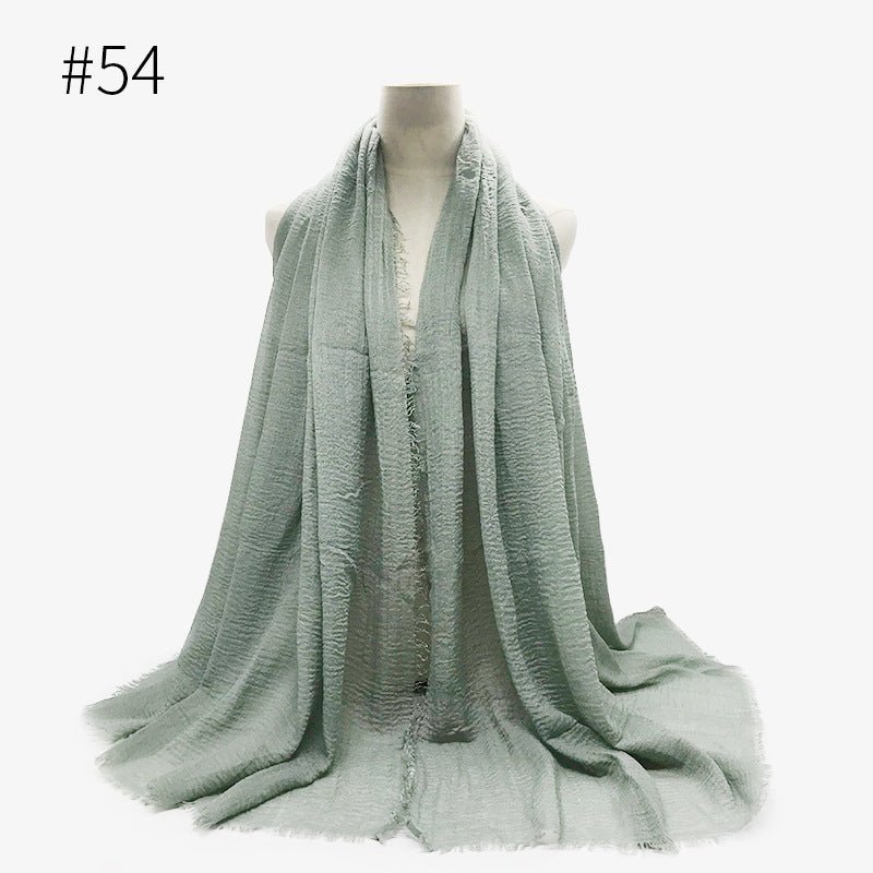 Bubble plain Scarf / cotton scarf fringes women soft solid hijab popular muffler shawls big Pashmina wrap hijab - Tech Tready