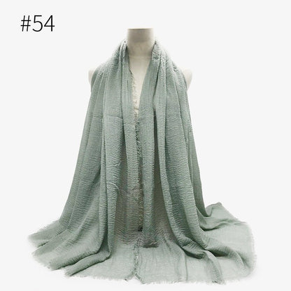 Bubble plain Scarf / cotton scarf fringes women soft solid hijab popular muffler shawls big Pashmina wrap hijab - Tech Tready