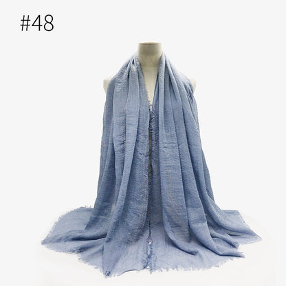 Bubble plain Scarf / cotton scarf fringes women soft solid hijab popular muffler shawls big Pashmina wrap hijab - Tech Tready