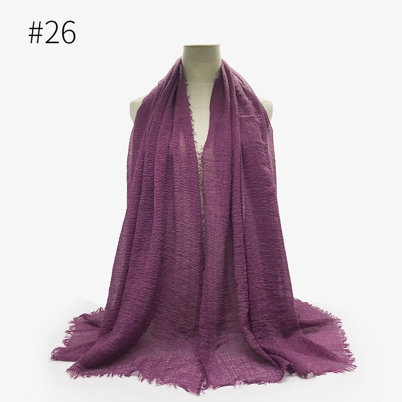 Bubble plain Scarf / cotton scarf fringes women soft solid hijab popular muffler shawls big Pashmina wrap hijab - Tech Tready