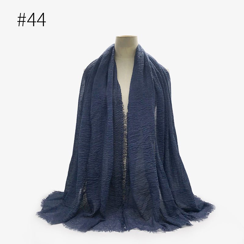 Bubble plain Scarf / cotton scarf fringes women soft solid hijab popular muffler shawls big Pashmina wrap hijab - Tech Tready