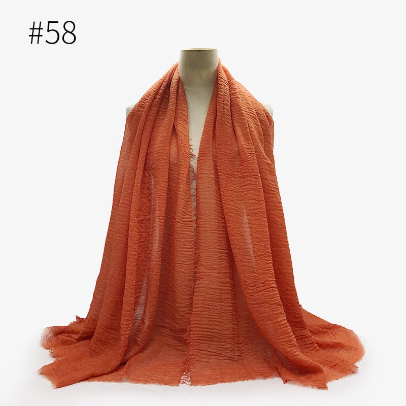 Bubble plain Scarf / cotton scarf fringes women soft solid hijab popular muffler shawls big Pashmina wrap hijab - FashionTech
