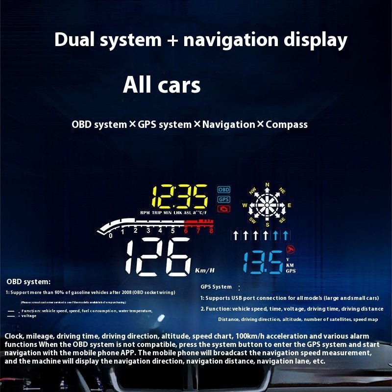 Car Mounted HUD Head Up Display Fuel Consumption Voltage Projector - Tech Tready
