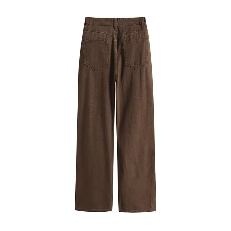 Casual and versatile solid color wide leg jeans for women - FashionTech