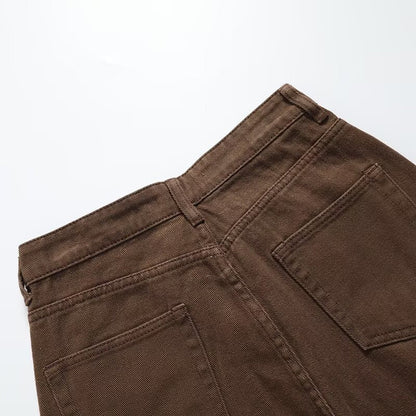 Casual and versatile solid color wide leg jeans for women - FashionTech