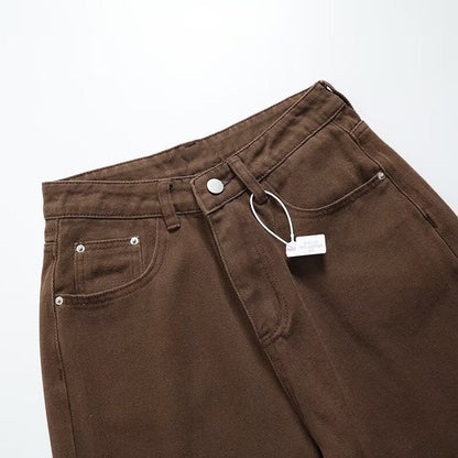 Casual and versatile solid color wide leg jeans for women - FashionTech