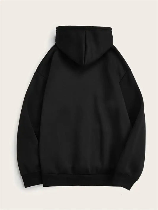 Casual Hoodie With Pocket - Cozy Long Sleeve, Letter Print Design - FashionTech