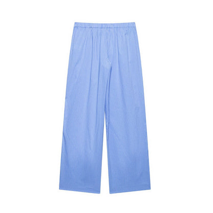Casual lace checkered pajama style pants for women - FashionTech