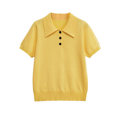 Casual polo shirt collar short sleeved knitted T-shirt - Tech Tready