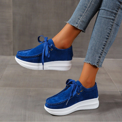 Casual sports single shoe round toe lace up flat bottom comfortable mesh women's shoes - Tech Tready