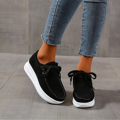 Casual sports single shoe round toe lace up flat bottom comfortable mesh women's shoes - Tech Tready