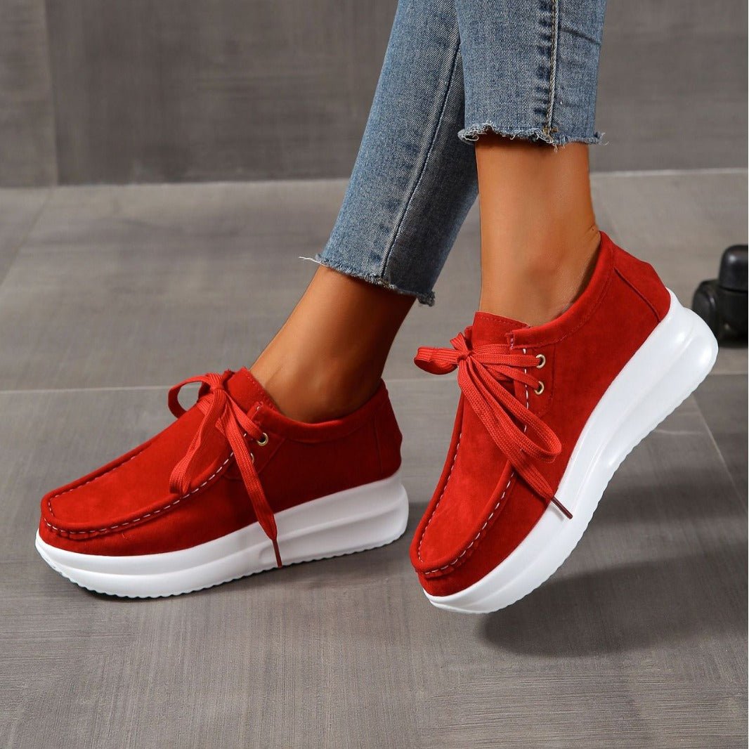 Casual sports single shoe round toe lace up flat bottom comfortable mesh women's shoes - Tech Tready