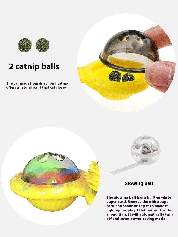 Cat Entertainment Set - Interactive Rotating Disk, Feather Teasers, Tumbler, Windmill Toy - Keeps Cats Active & Engaged - FashionTech