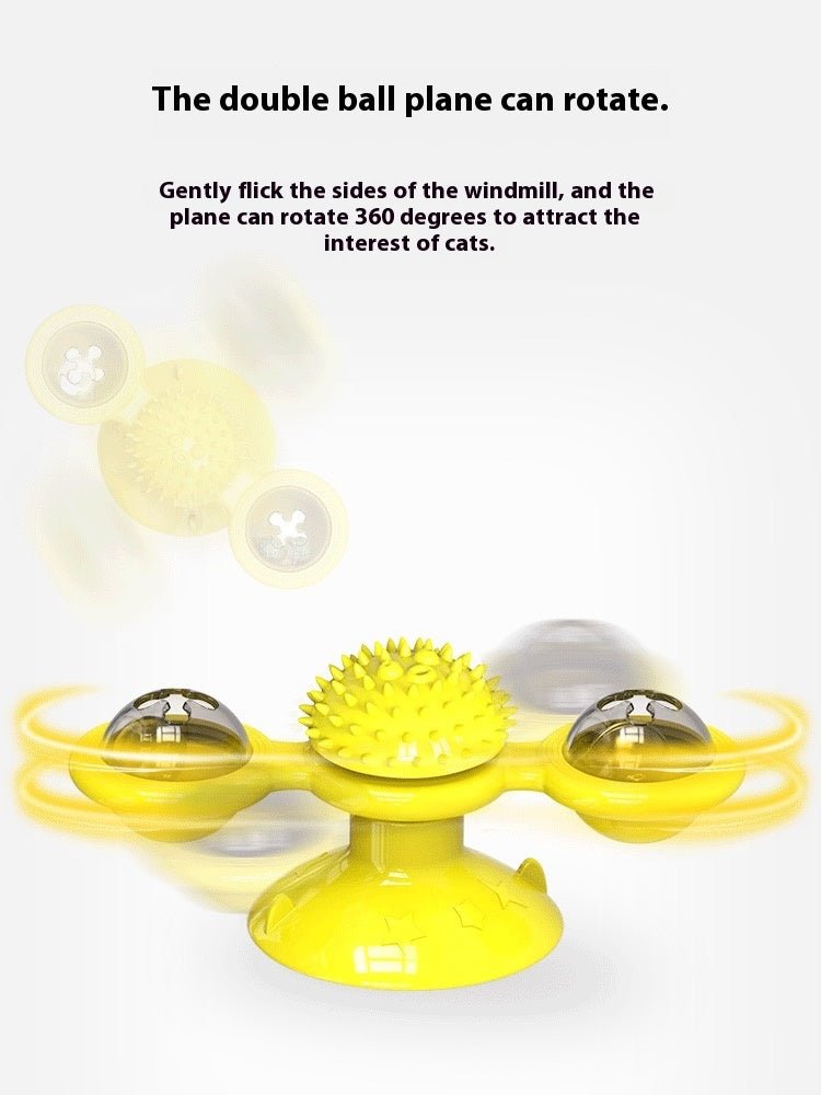 Cat Entertainment Set - Interactive Rotating Disk, Feather Teasers, Tumbler, Windmill Toy - Keeps Cats Active & Engaged - FashionTech
