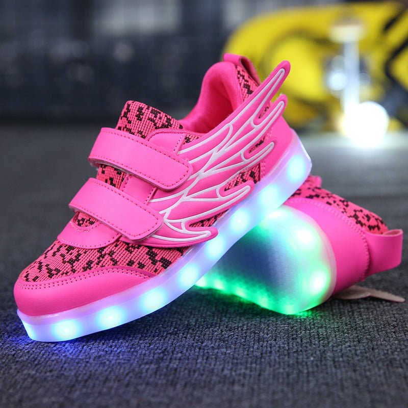 Children's Shoes Led Light Shoes Children's Wings Light Shoes Usb Charging Colorful Luminous Shoes Casual Light Shoes - FashionTech