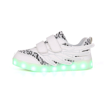Children's Shoes Led Light Shoes Children's Wings Light Shoes Usb Charging Colorful Luminous Shoes Casual Light Shoes - FashionTech