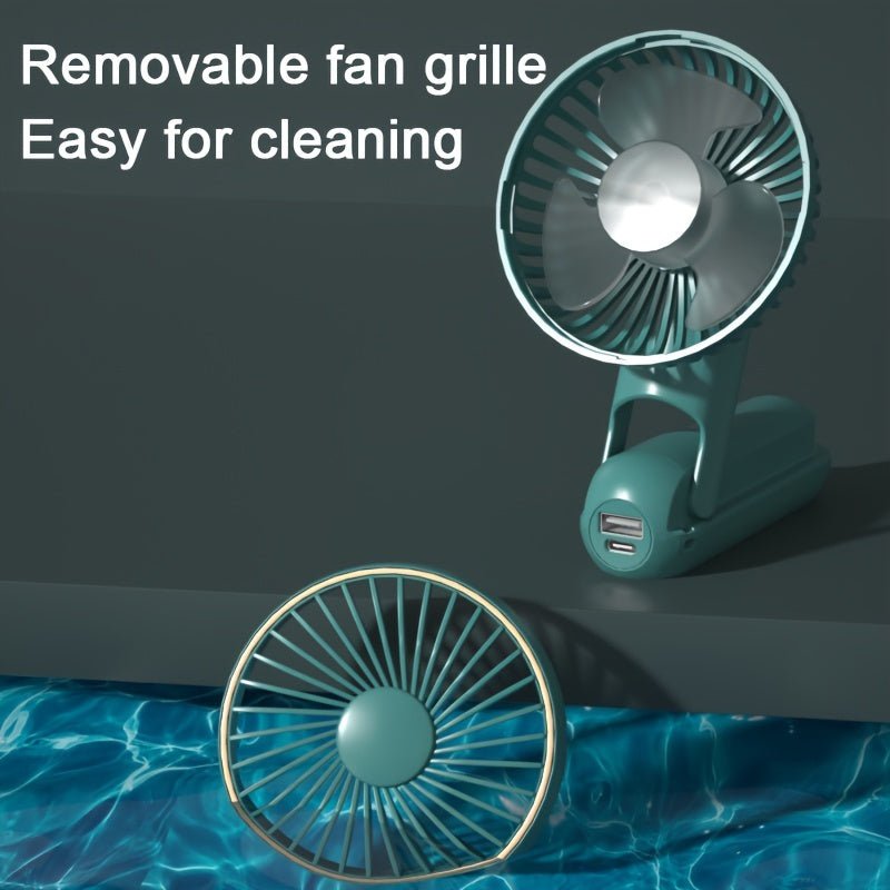Compact Personal Fan - 5 Speed Settings, Quiet Brushless Motor, Rechargeable 2000mAh Power Bank, Foldable, Portable, Long - Lasting, Small, and Lightweight for Outdoor or Indoor Use - FashionTech
