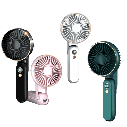 Compact Personal Fan - 5 Speed Settings, Quiet Brushless Motor, Rechargeable 2000mAh Power Bank, Foldable, Portable, Long - Lasting, Small, and Lightweight for Outdoor or Indoor Use - FashionTech