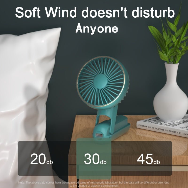 Compact Personal Fan - 5 Speed Settings, Quiet Brushless Motor, Rechargeable 2000mAh Power Bank, Foldable, Portable, Long - Lasting, Small, and Lightweight for Outdoor or Indoor Use - FashionTech