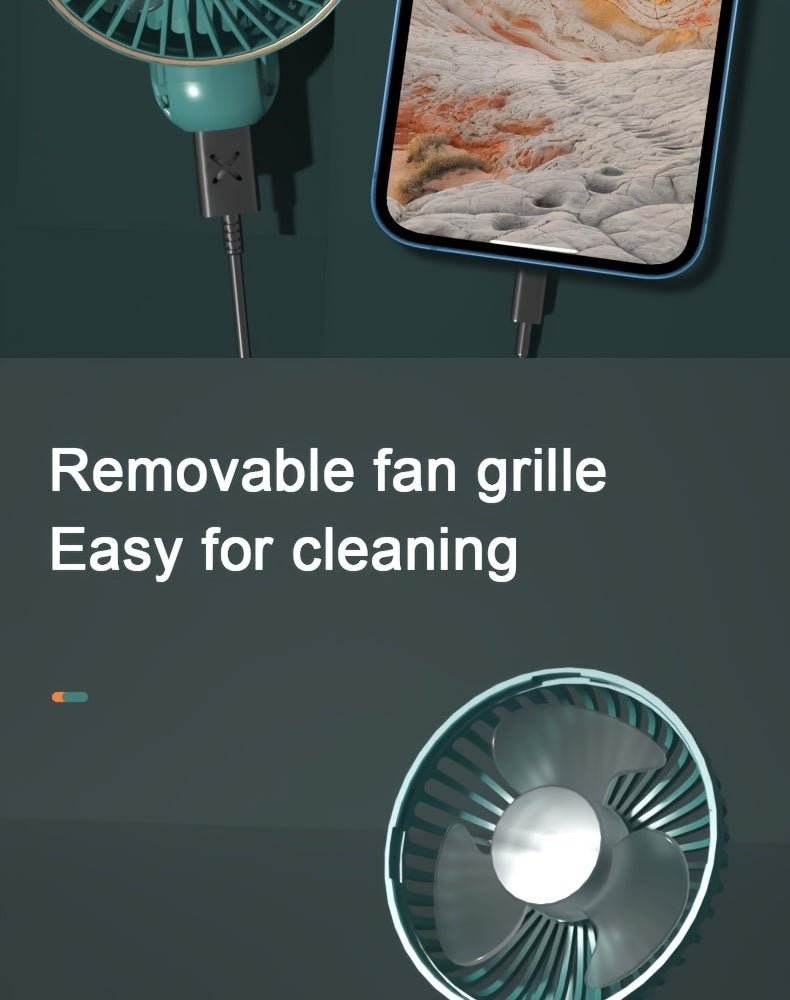 Compact Personal Fan - 5 Speed Settings, Quiet Brushless Motor, Rechargeable 2000mAh Power Bank, Foldable, Portable, Long - Lasting, Small, and Lightweight for Outdoor or Indoor Use - FashionTech