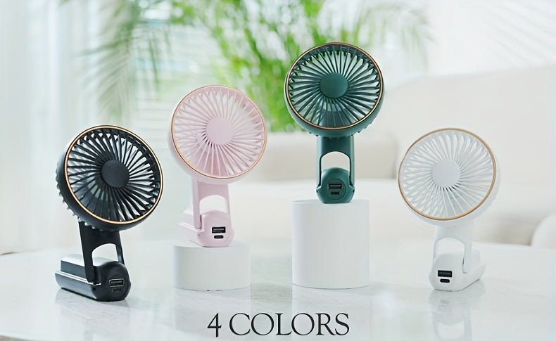 Compact Personal Fan - 5 Speed Settings, Quiet Brushless Motor, Rechargeable 2000mAh Power Bank, Foldable, Portable, Long - Lasting, Small, and Lightweight for Outdoor or Indoor Use - FashionTech