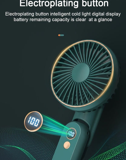 Compact Personal Fan - 5 Speed Settings, Quiet Brushless Motor, Rechargeable 2000mAh Power Bank, Foldable, Portable, Long - Lasting, Small, and Lightweight for Outdoor or Indoor Use - FashionTech