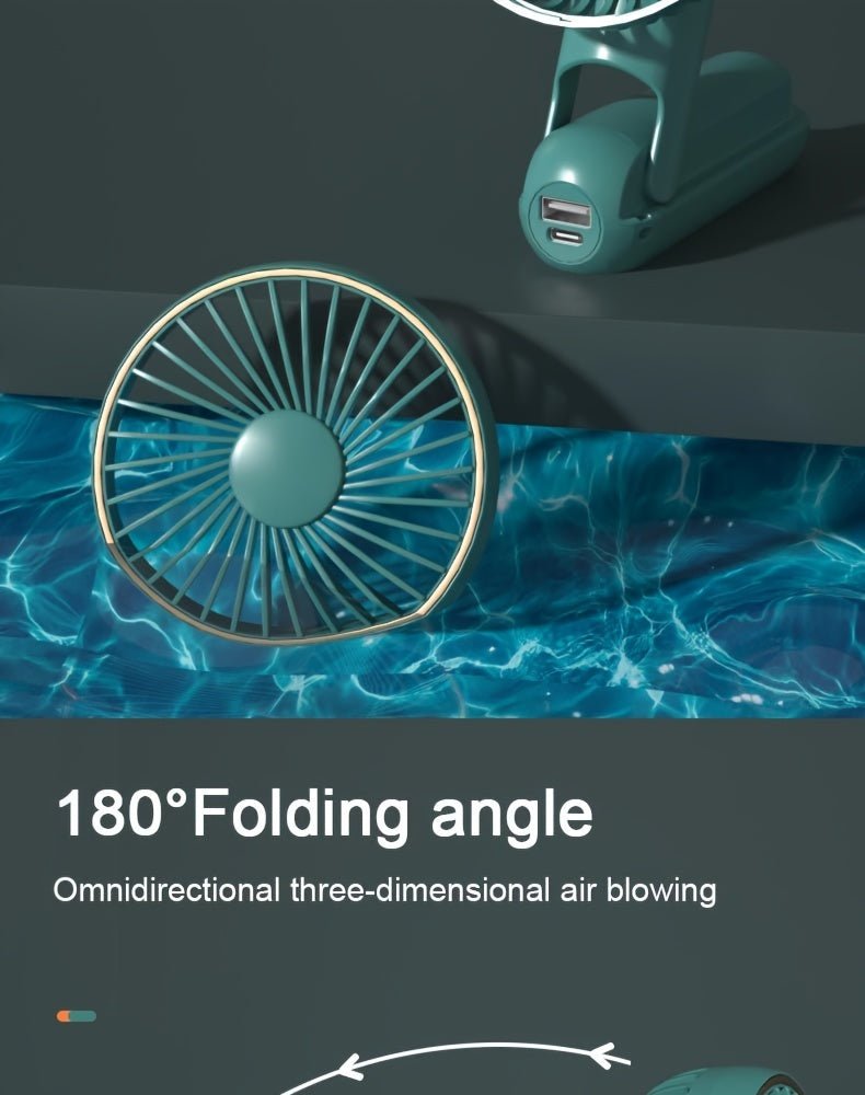 Compact Personal Fan - 5 Speed Settings, Quiet Brushless Motor, Rechargeable 2000mAh Power Bank, Foldable, Portable, Long - Lasting, Small, and Lightweight for Outdoor or Indoor Use - FashionTech