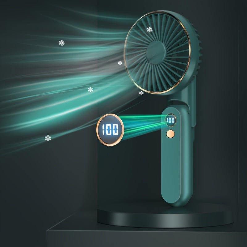 Compact Personal Fan - 5 Speed Settings, Quiet Brushless Motor, Rechargeable 2000mAh Power Bank, Foldable, Portable, Long - Lasting, Small, and Lightweight for Outdoor or Indoor Use - FashionTech