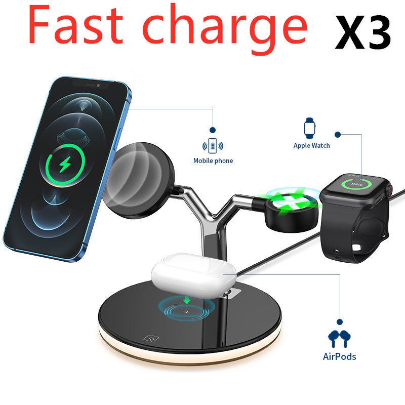 Compatible with Apple, 3 In 1 Magnetic Wireless Charger 15W Fast Charging Station For Magsafe Chargers - Tech Tready