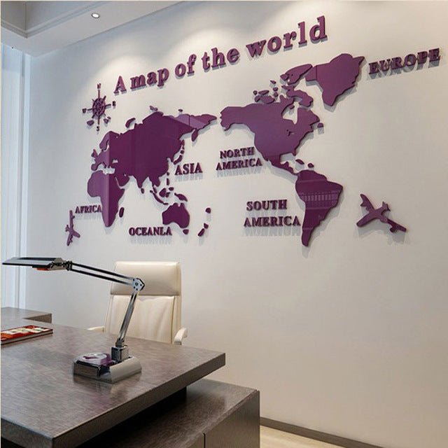 Creative Home Background Wall Stickers Acrylic 3D Wall Stickers Living Room TV Background M70 - Map - Tech Tready