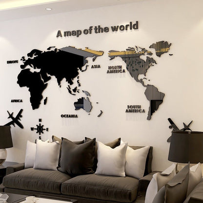 Creative Home Background Wall Stickers Acrylic 3D Wall Stickers Living Room TV Background M70 - Map - Tech Tready