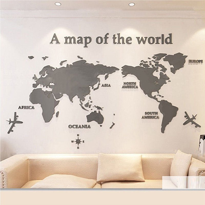 Creative Home Background Wall Stickers Acrylic 3D Wall Stickers Living Room TV Background M70 - Map - Tech Tready