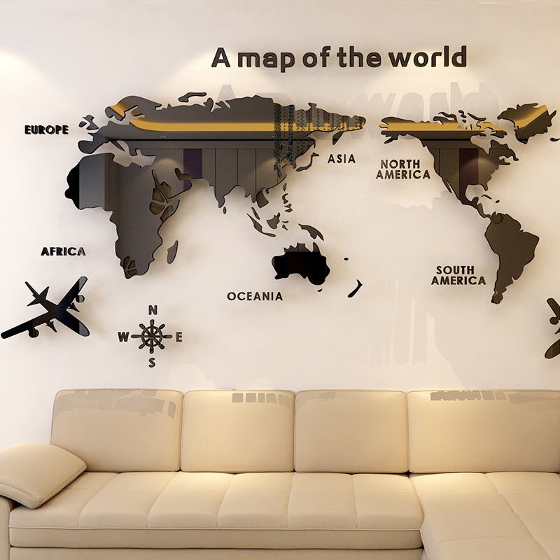 Creative Home Background Wall Stickers Acrylic 3D Wall Stickers Living Room TV Background M70 - Map - Tech Tready