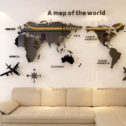 Creative Home Background Wall Stickers Acrylic 3D Wall Stickers Living Room TV Background M70 - Map - Tech Tready