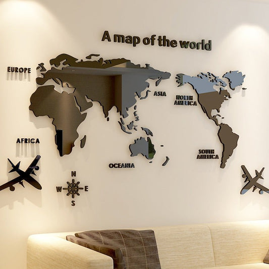 Creative Home Background Wall Stickers Acrylic 3D Wall Stickers Living Room TV Background M70 - Map - Tech Tready