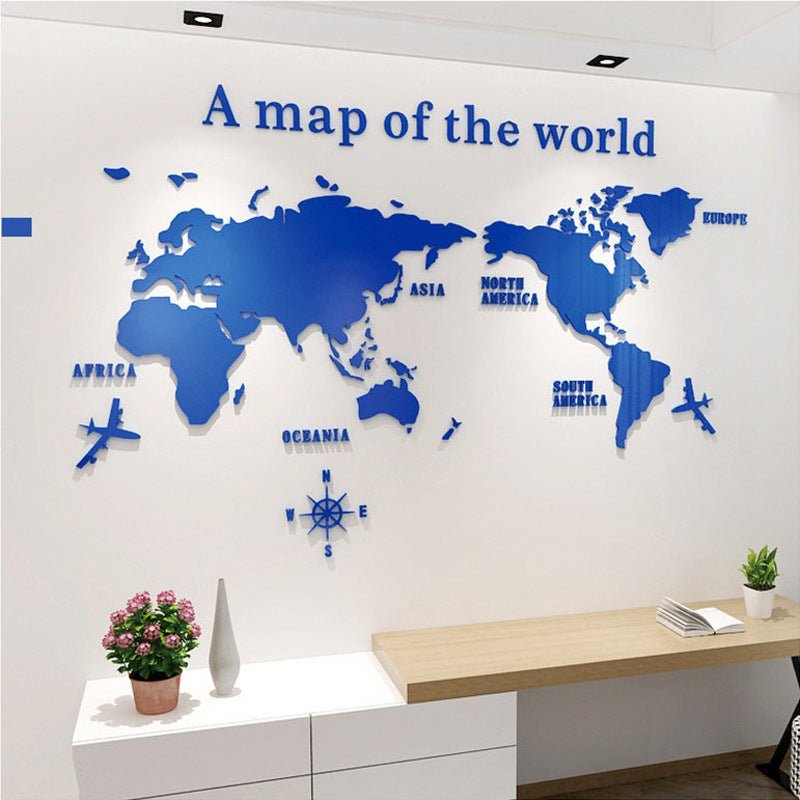 Creative Home Background Wall Stickers Acrylic 3D Wall Stickers Living Room TV Background M70 - Map - Tech Tready
