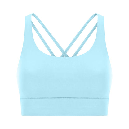 Cross back yoga bra brushed bare high - strength shock - absorbing gathering sports vest for women - Tech Tready