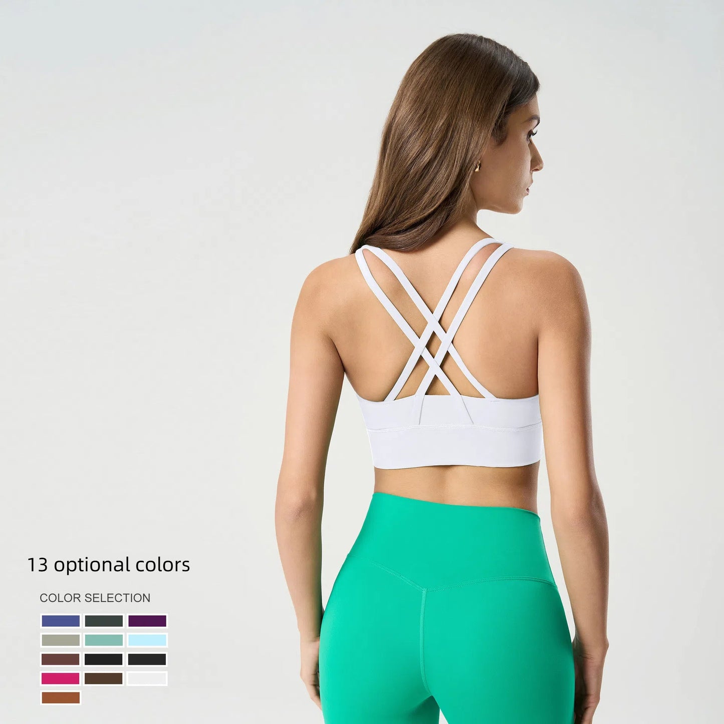 Cross back yoga bra brushed bare high - strength shock - absorbing gathering sports vest for women - Tech Tready