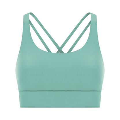 Cross back yoga bra brushed bare high - strength shock - absorbing gathering sports vest for women - Tech Tready
