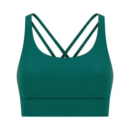 Cross back yoga bra brushed bare high - strength shock - absorbing gathering sports vest for women - Tech Tready