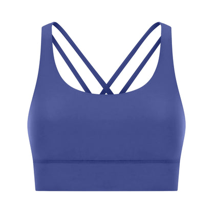 Cross back yoga bra brushed bare high - strength shock - absorbing gathering sports vest for women - Tech Tready