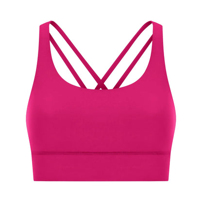 Cross back yoga bra brushed bare high - strength shock - absorbing gathering sports vest for women - Tech Tready