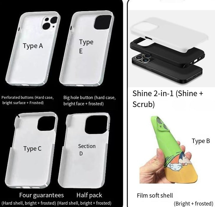 Customized Apple 16 phone case with heat transfer printing all inclusive 15 glossy 14 frosted hard shell for film case with pictures - Tech Tready