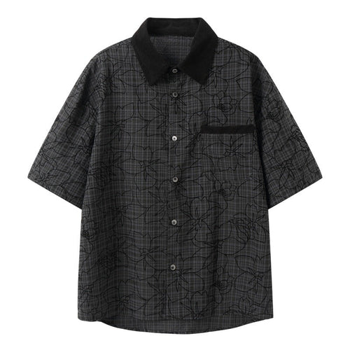 Dark jacquard loose men's and women's short sleeved shirt - FashionTech
