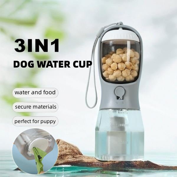 Dog Water Cup Drinking Food Garbage Bag Three - in - one Portable Small Multi - functional Pet Cups Pets Supplies - FashionTech