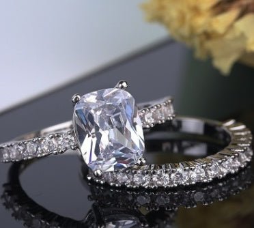 Double Stackable Set Rings 2Pcs For Women Wedding Engagement Party Finger - rings Good Quality Statement Jewelry Hot Sale Huitan Double Stackable Set Rings 2Pcs For Women Wedding Engagement Pa - FashionTech