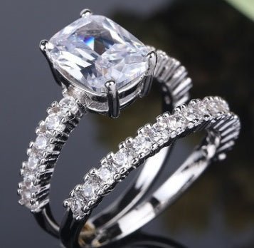 Double Stackable Set Rings 2Pcs For Women Wedding Engagement Party Finger - rings Good Quality Statement Jewelry Hot Sale Huitan Double Stackable Set Rings 2Pcs For Women Wedding Engagement Pa - FashionTech