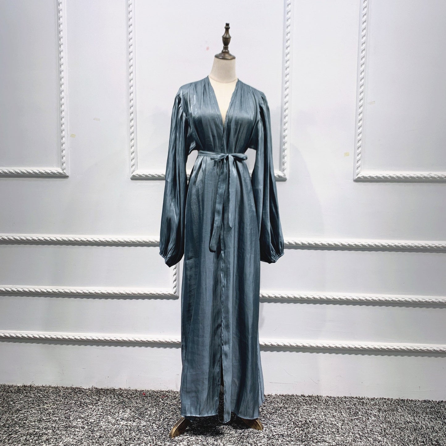 Eid Muslim Abaya Dress Kimono For Women Fashion Shining Silklike Summer Abayas Cardigan Puff Sleeve Dubai Turkey Clothes - Tech Tready