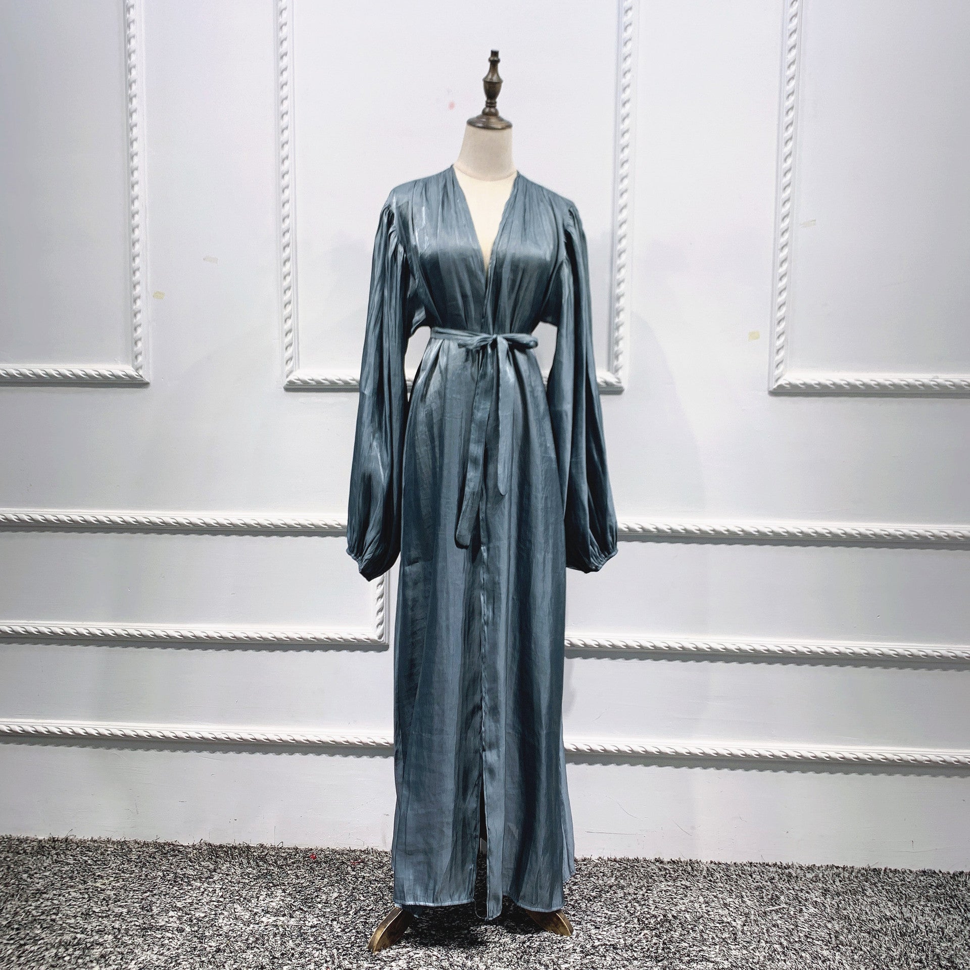 Eid Muslim Abaya Dress Kimono For Women Fashion Shining Silklike Summer Abayas Cardigan Puff Sleeve Dubai Turkey Clothes - Tech Tready