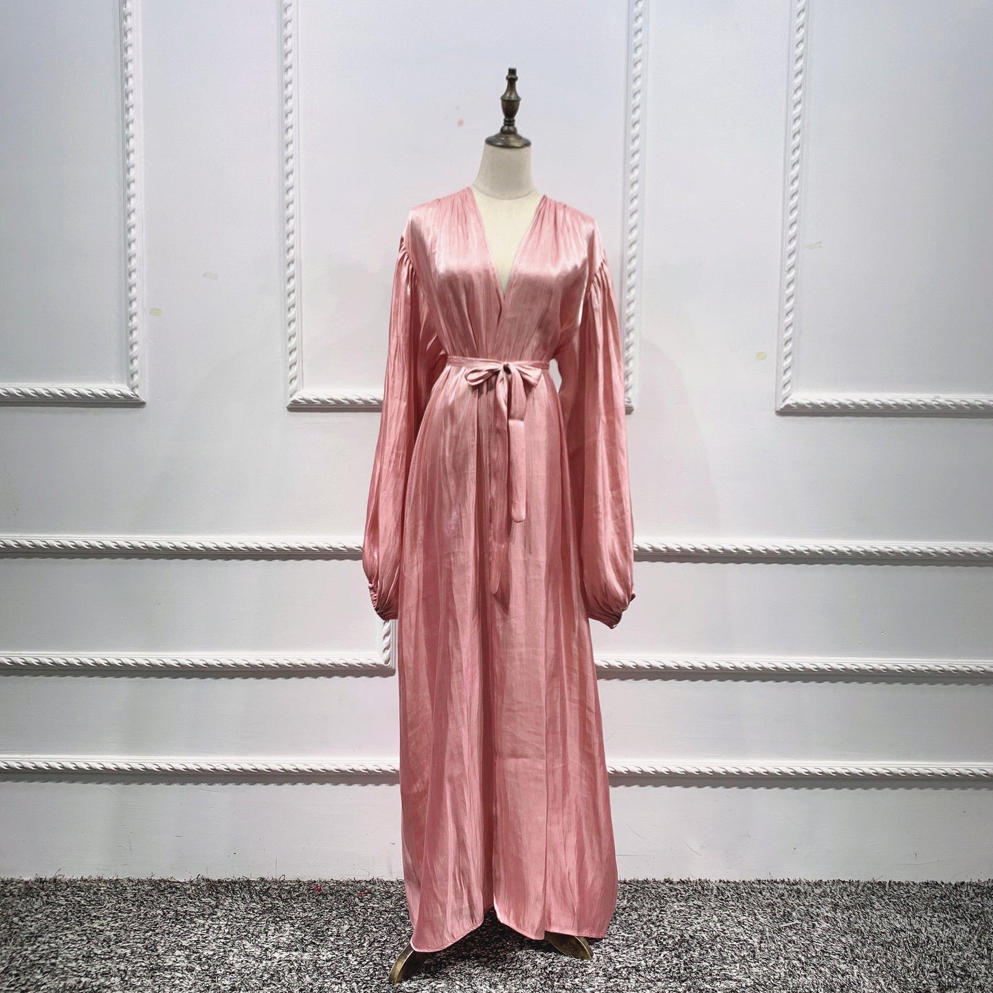 Eid Muslim Abaya Dress Kimono For Women Fashion Shining Silklike Summer Abayas Cardigan Puff Sleeve Dubai Turkey Clothes - Tech Tready